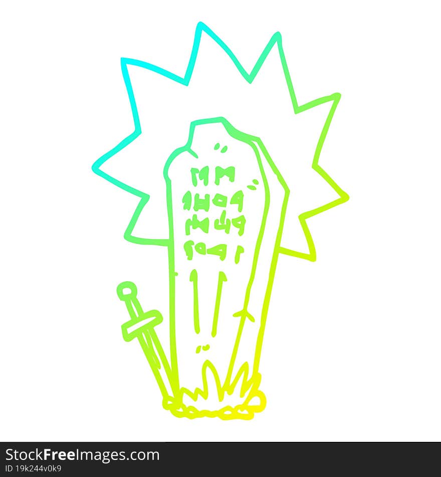 cold gradient line drawing of a cartoon heros grave