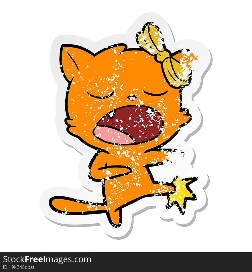 distressed sticker of a cartoon kicking cat