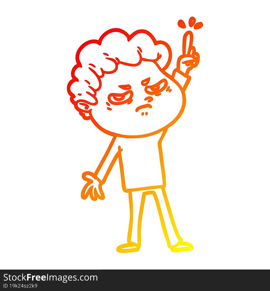 warm gradient line drawing cartoon angry man