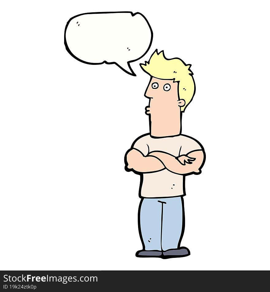 Cartoon Man With Folded Arms With Speech Bubble