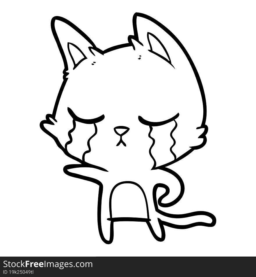 crying cartoon cat pointing. crying cartoon cat pointing