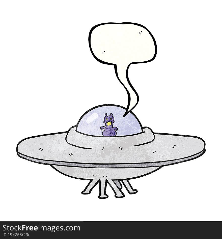 speech bubble textured cartoon UFO