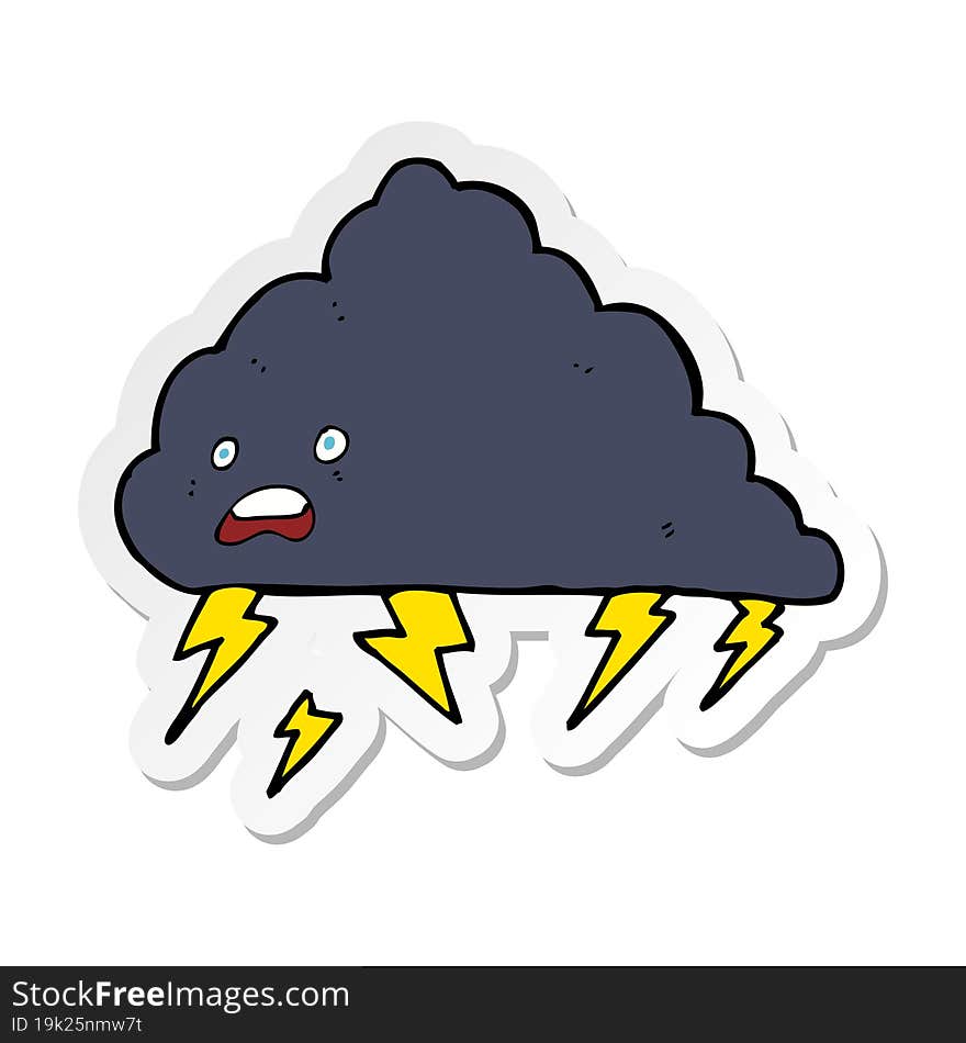 sticker of a cartoon thundercloud