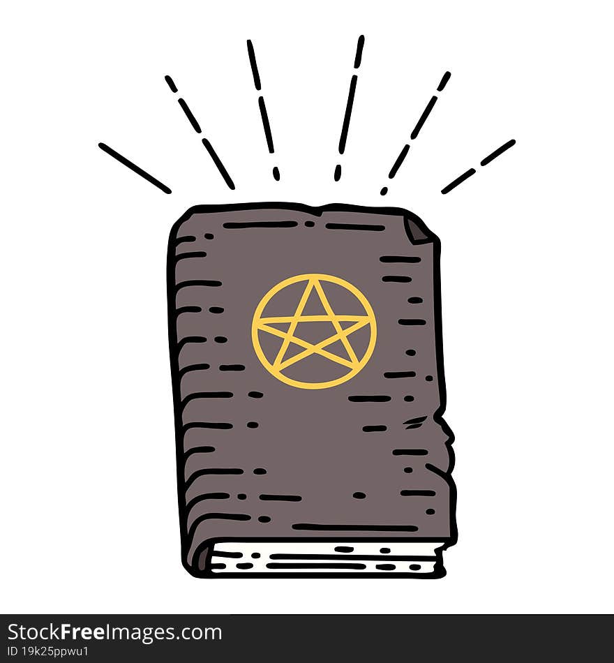 illustration of a traditional tattoo style spellbook