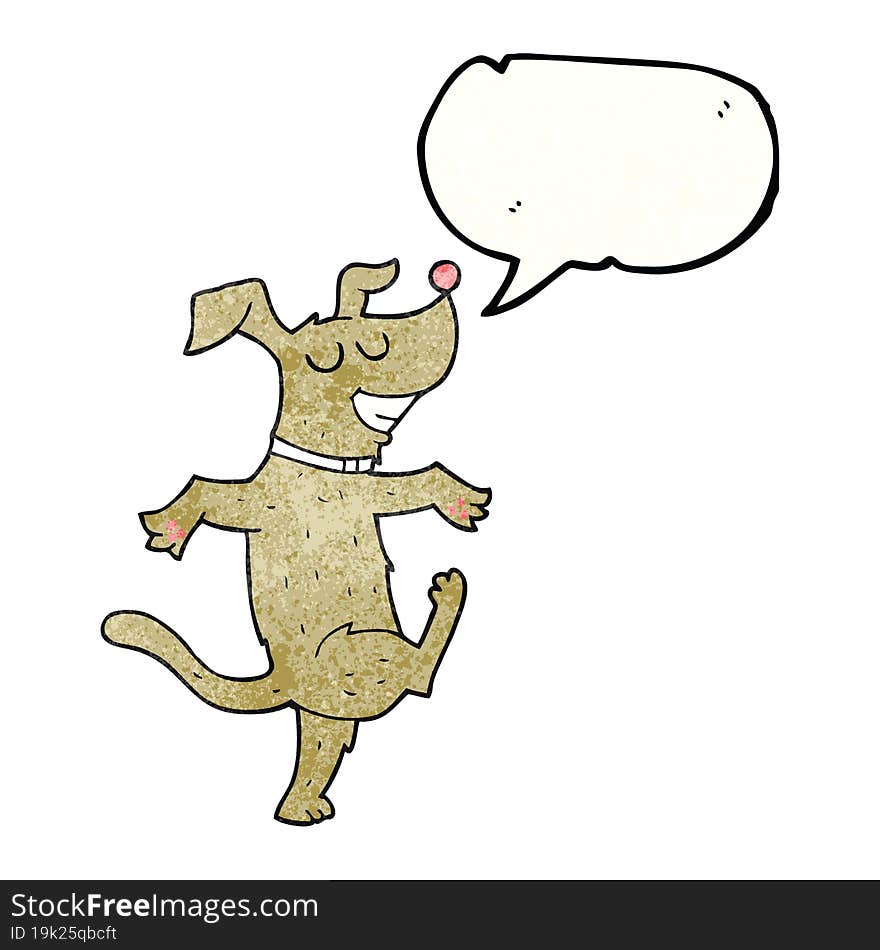 freehand speech bubble textured cartoon dancing dog