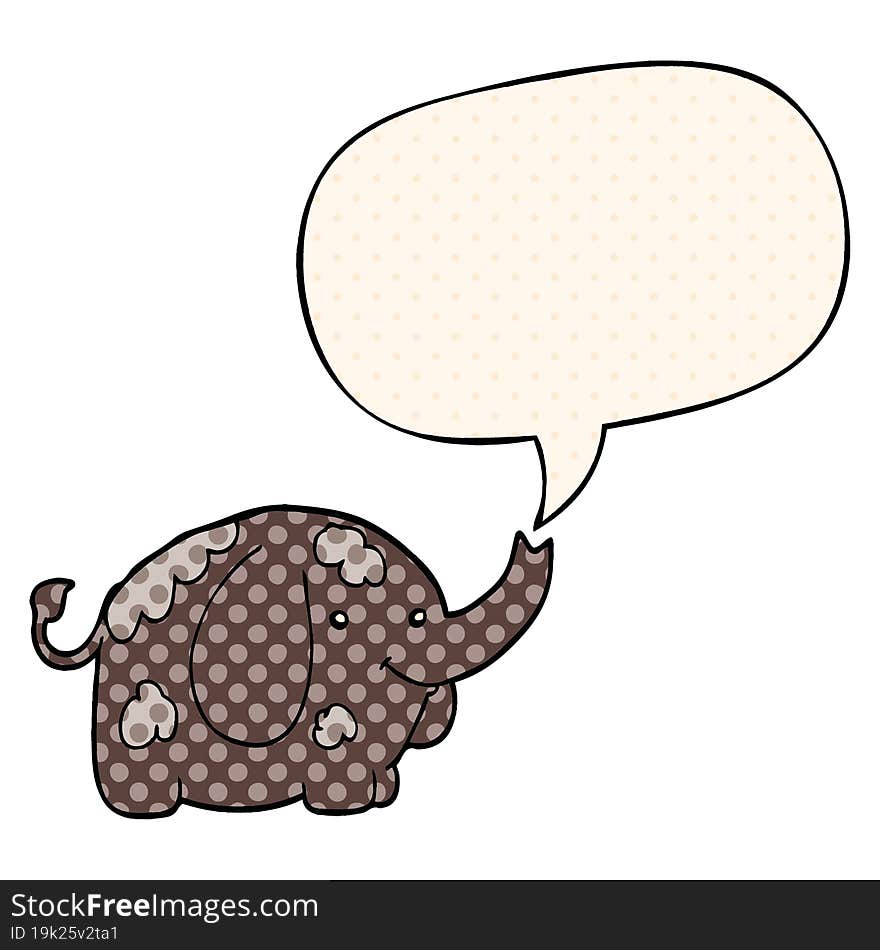 cartoon elephant and speech bubble in comic book style