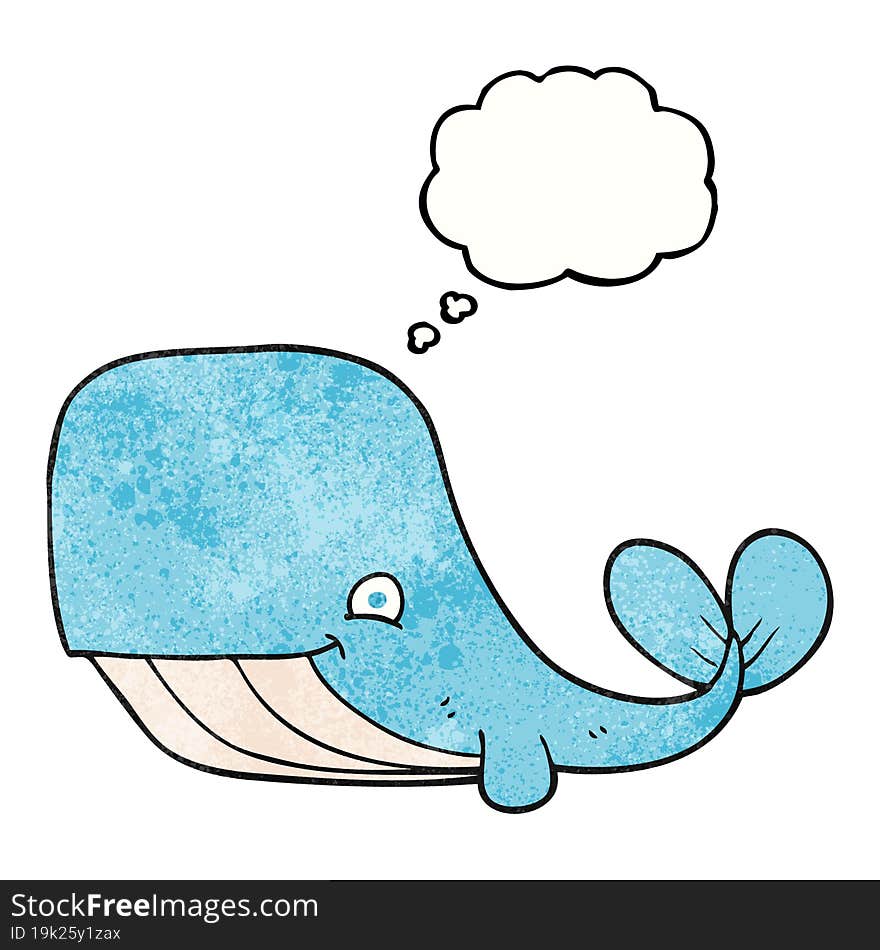 freehand drawn thought bubble textured cartoon happy whale