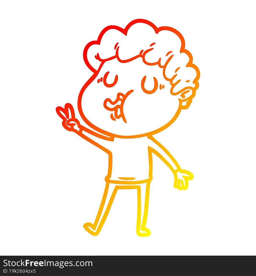 Warm Gradient Line Drawing Cartoon Man Singing