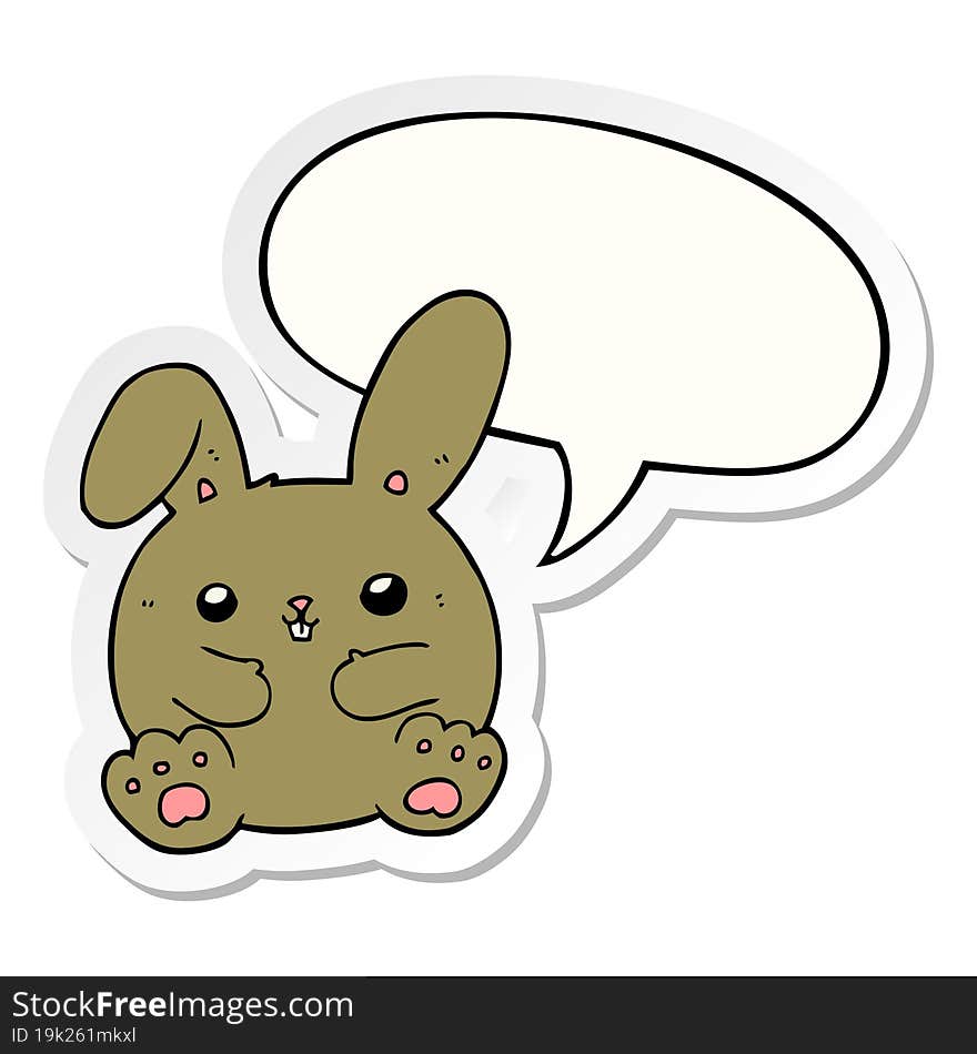 cartoon rabbit with speech bubble sticker. cartoon rabbit with speech bubble sticker