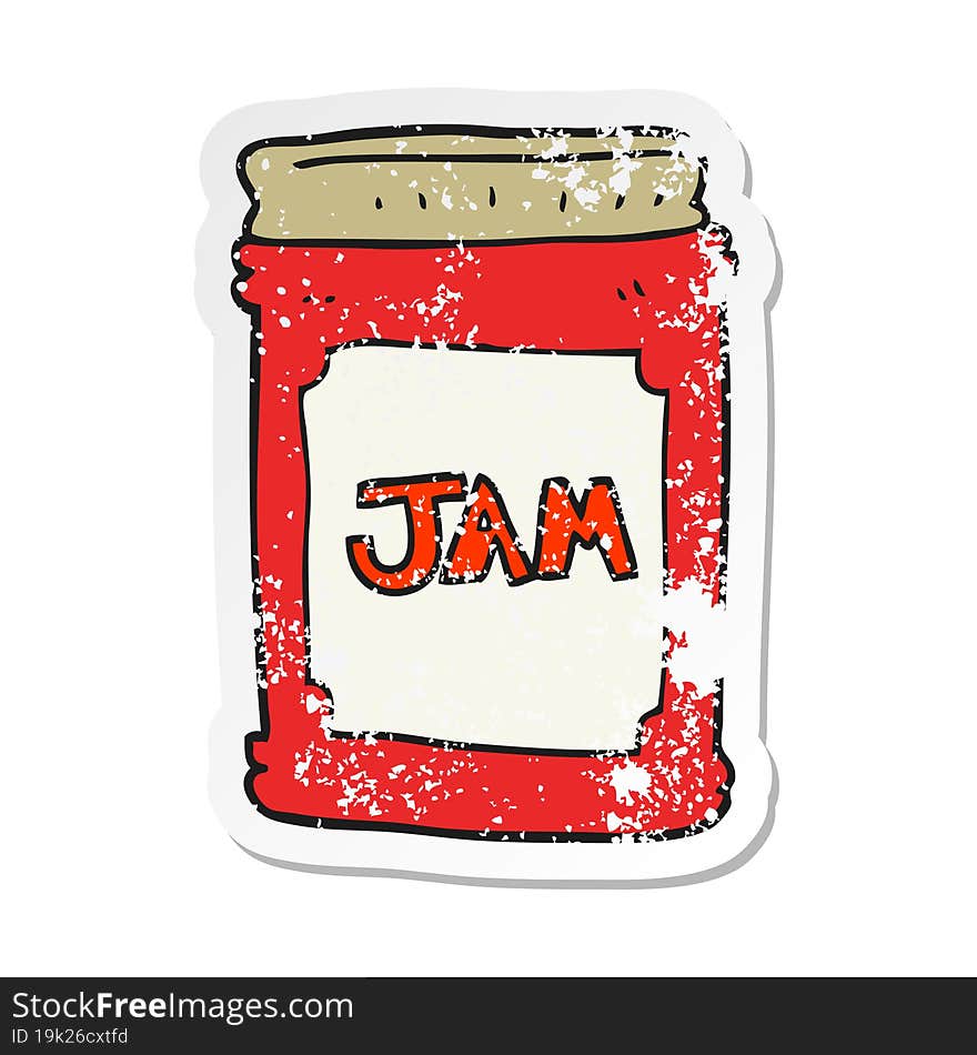 retro distressed sticker of a cartoon jam jar