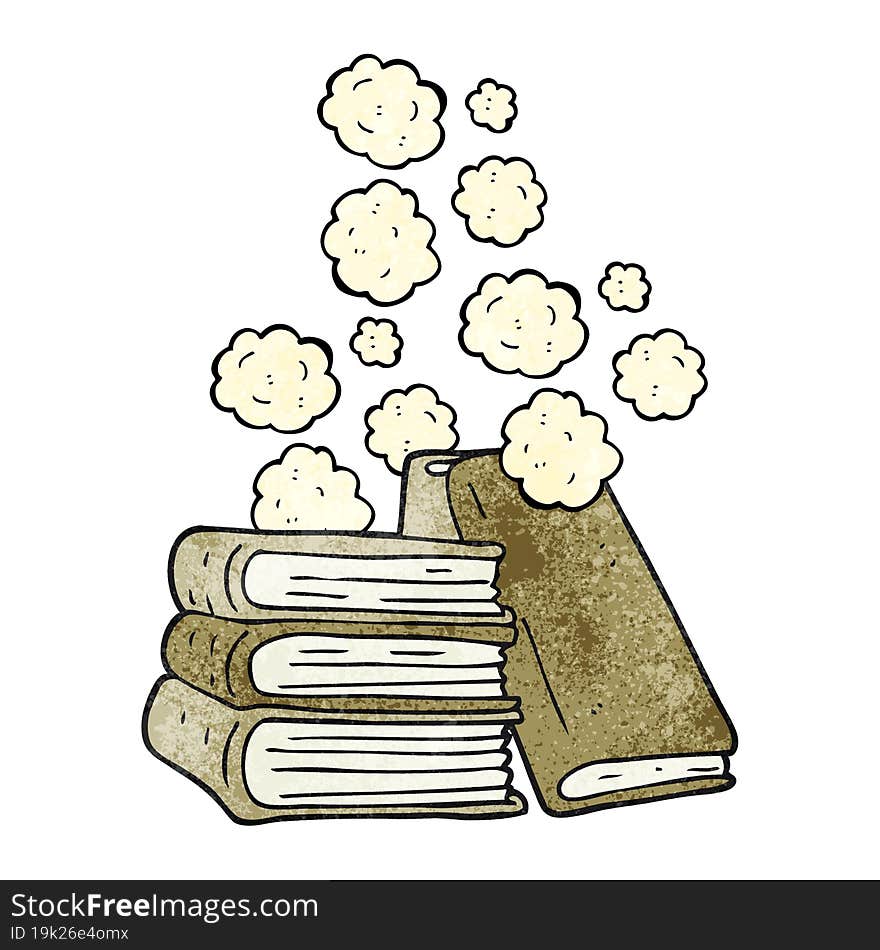 textured cartoon stack of books