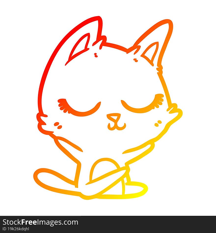 warm gradient line drawing calm cartoon cat