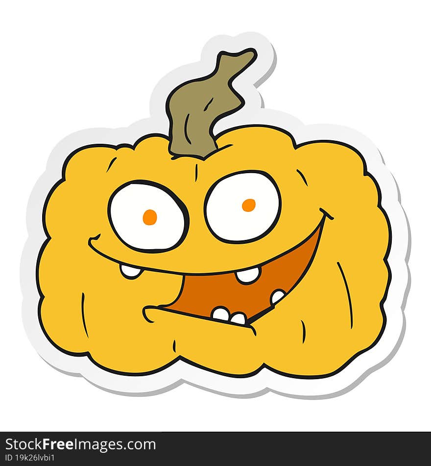 sticker of a cartoon pumpkin