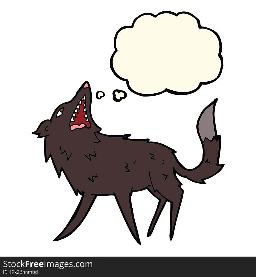 Cartoon Snapping Wolf With Thought Bubble