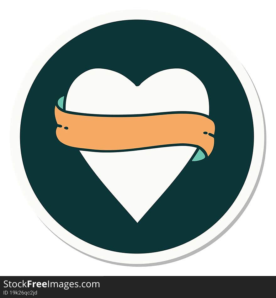 Tattoo Style Sticker Of A Heart And Banner