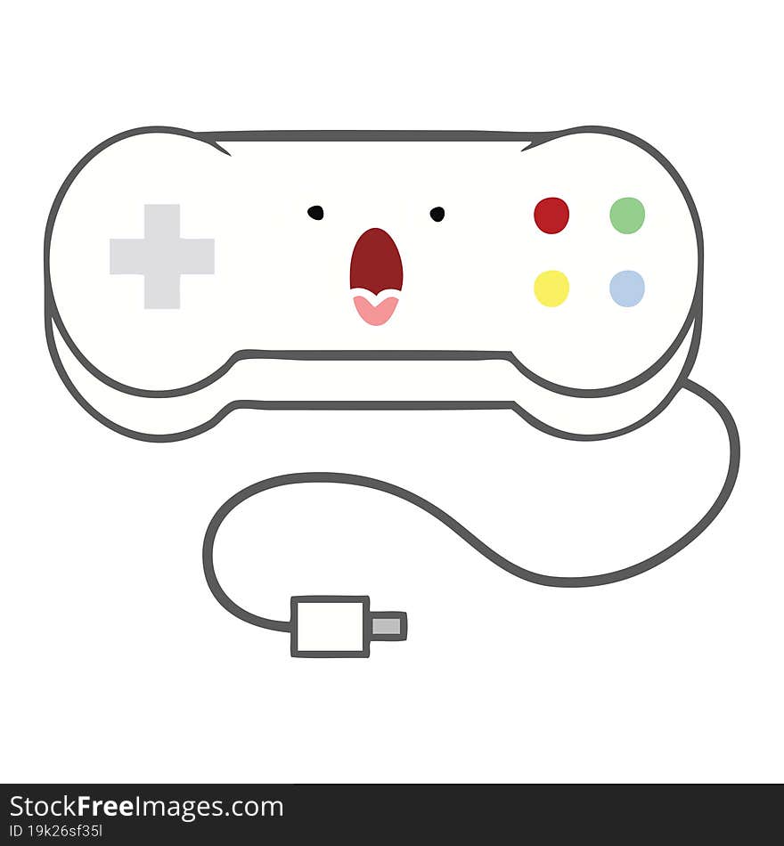 flat color retro cartoon game controller