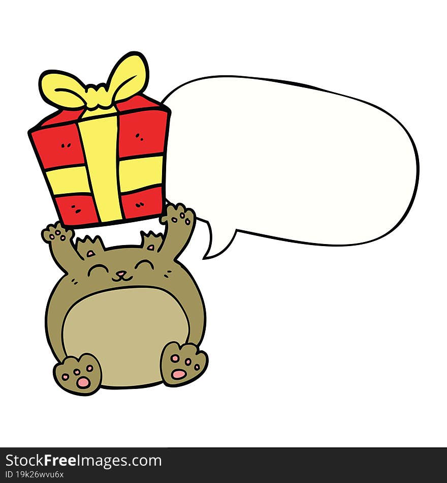 cute cartoon christmas bear with speech bubble