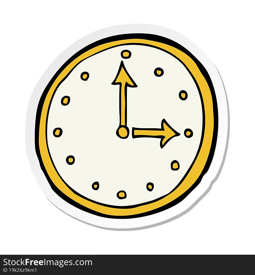 Sticker Of A Cartoon Clock Symbol