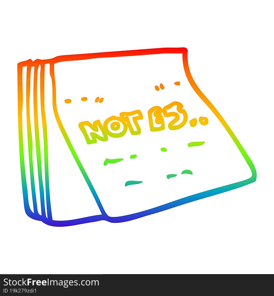 Rainbow Gradient Line Drawing Cartoon Note Pad