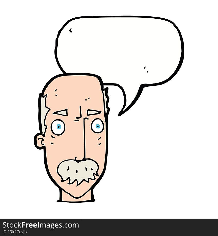 cartoon annoyed old man with speech bubble