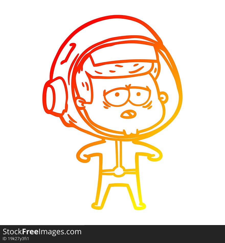 warm gradient line drawing cartoon tired astronaut