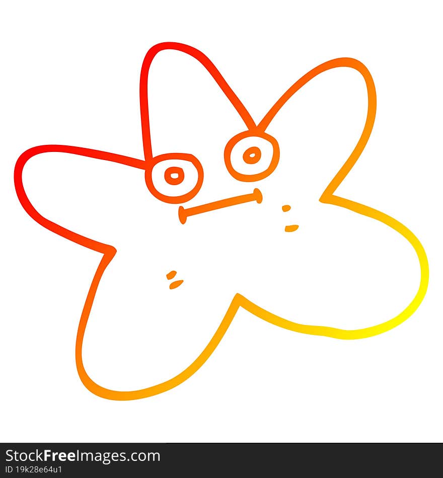 Warm Gradient Line Drawing Cartoon Star Fish