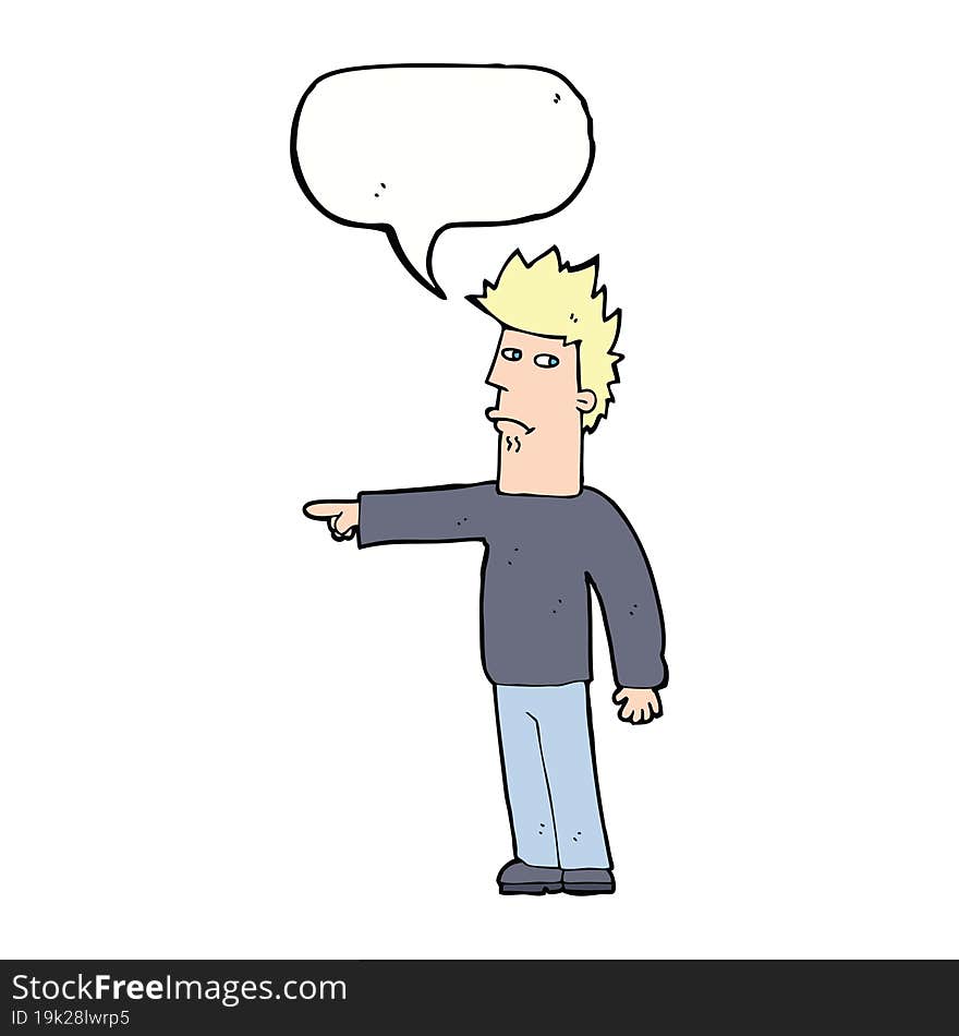 cartoon man pointing with speech bubble