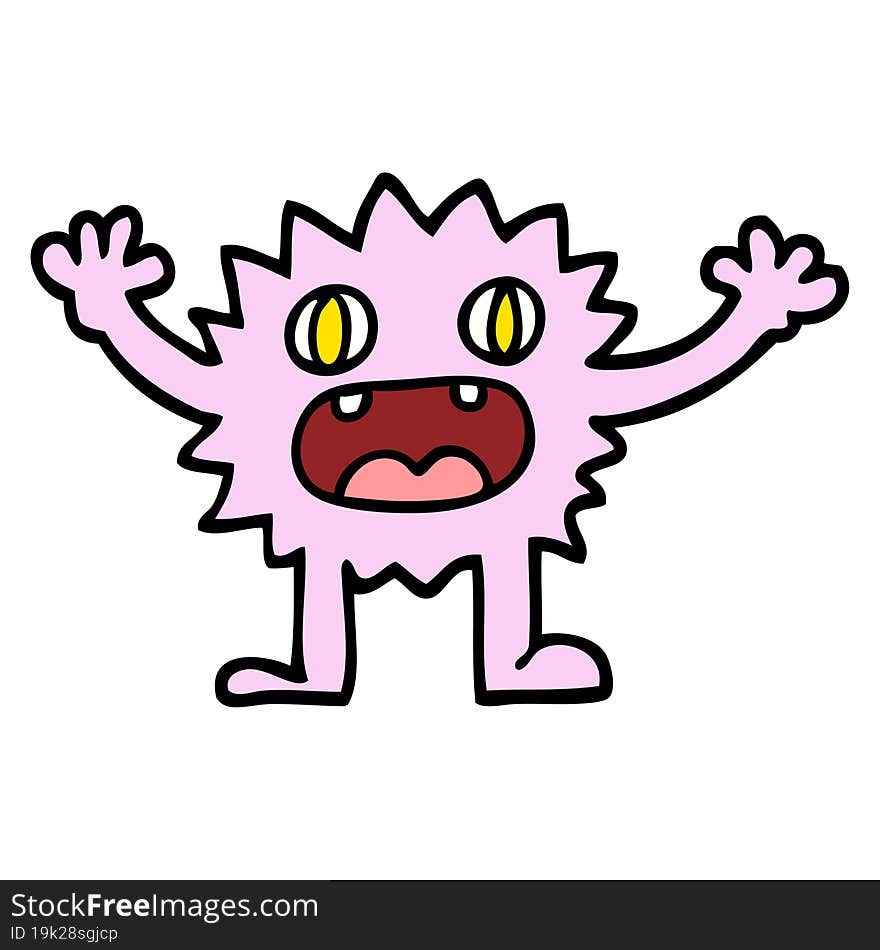 hand drawn doodle style cartoon funny furry monster