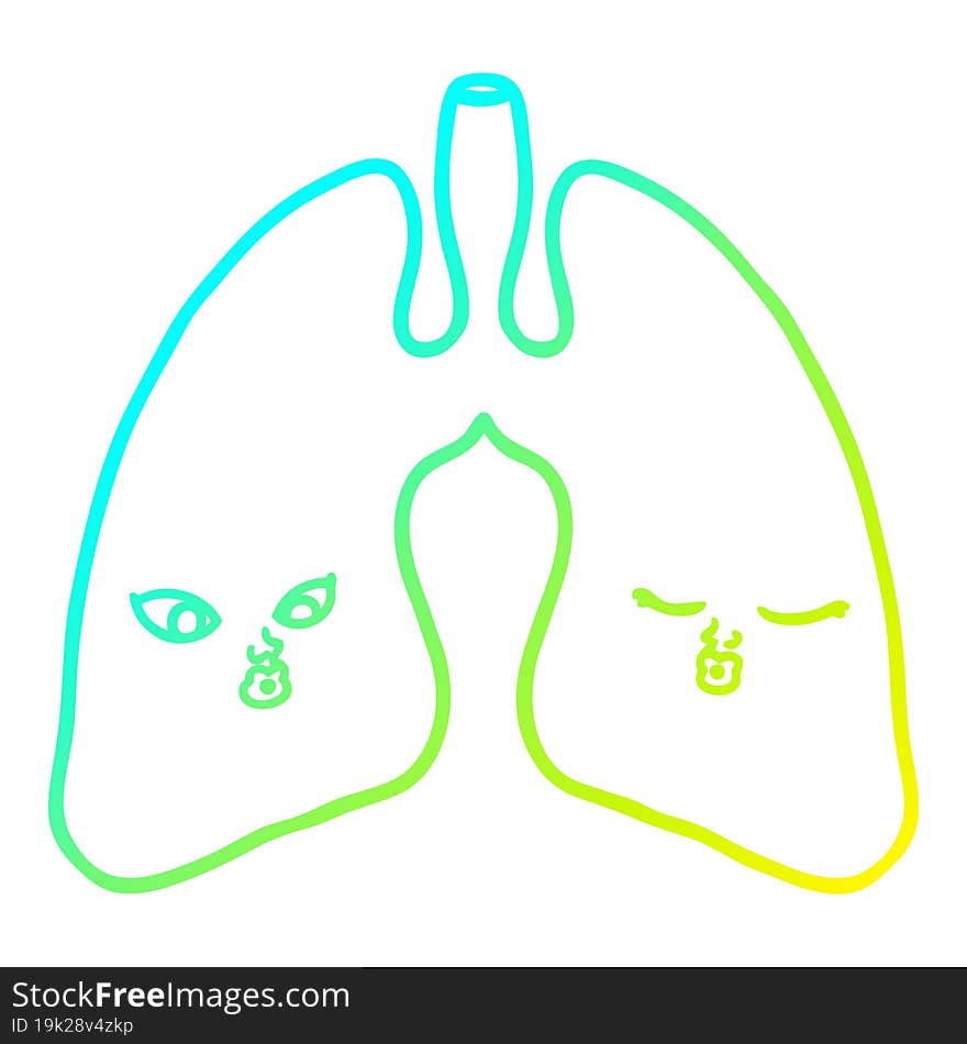 cold gradient line drawing cartoon lungs