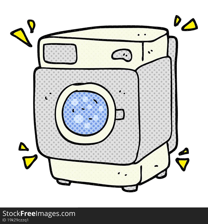 cartoon rumbling washing machine