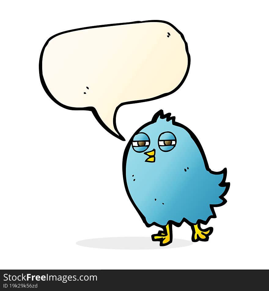 funny cartoon bird with speech bubble