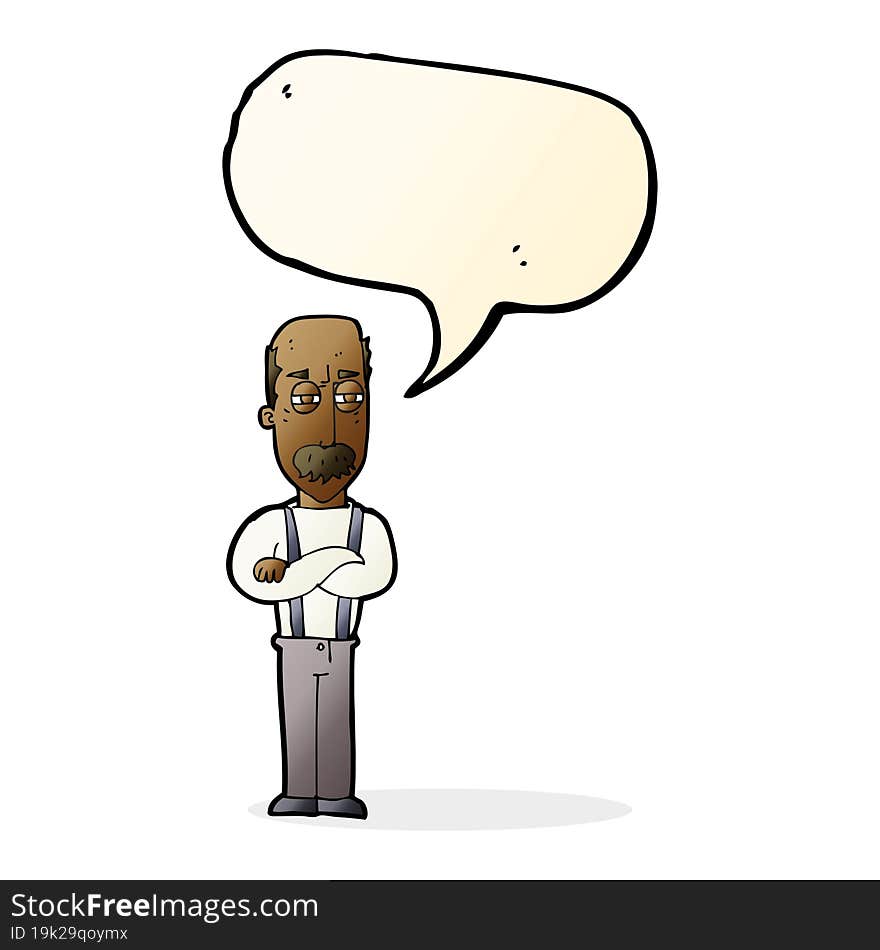 cartoon annoyed old man with speech bubble