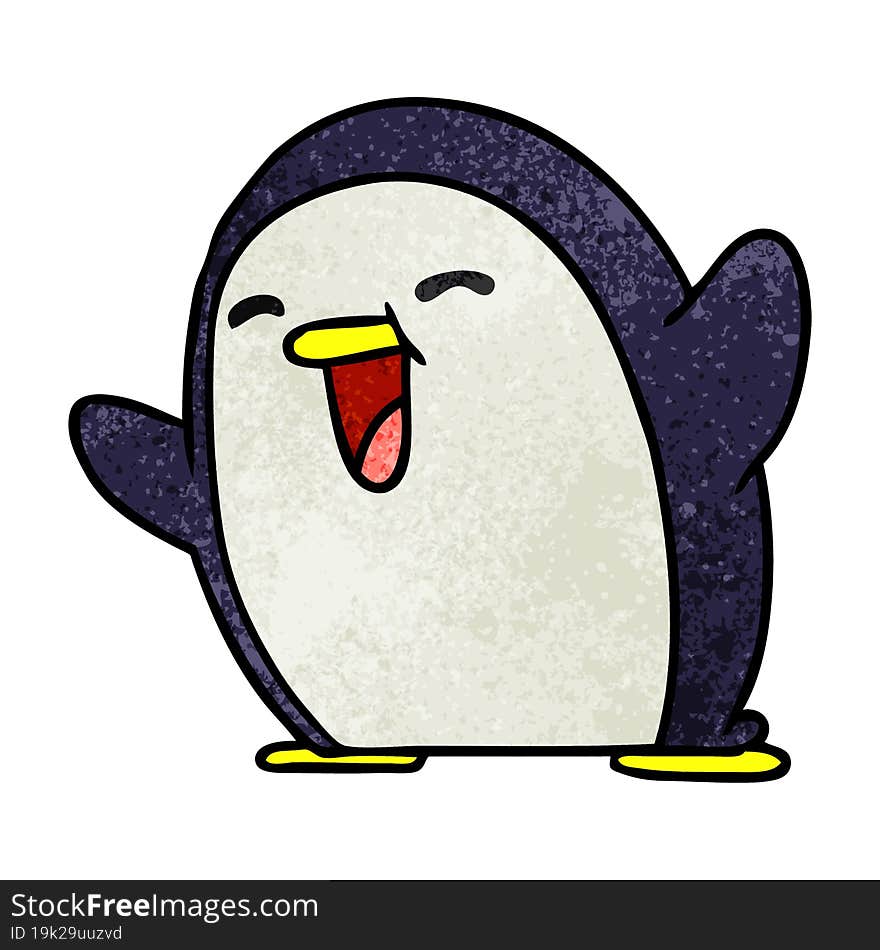 textured cartoon kawaii of a cute penguin