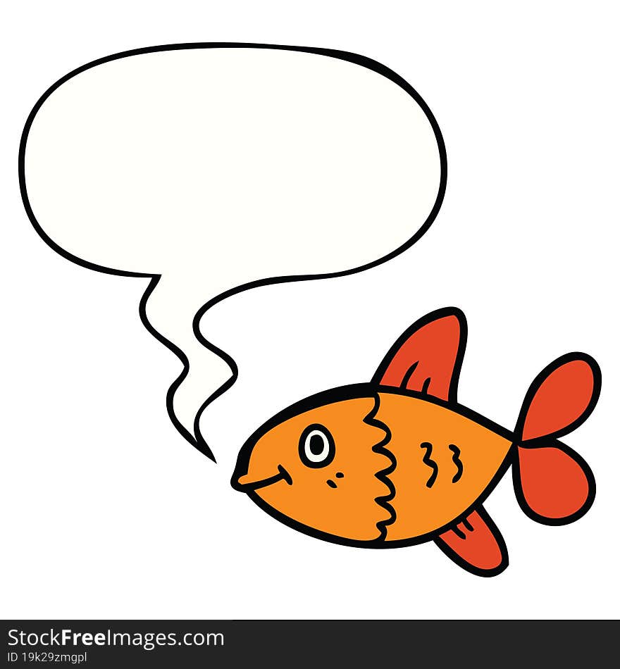 Cartoon Fish And Speech Bubble