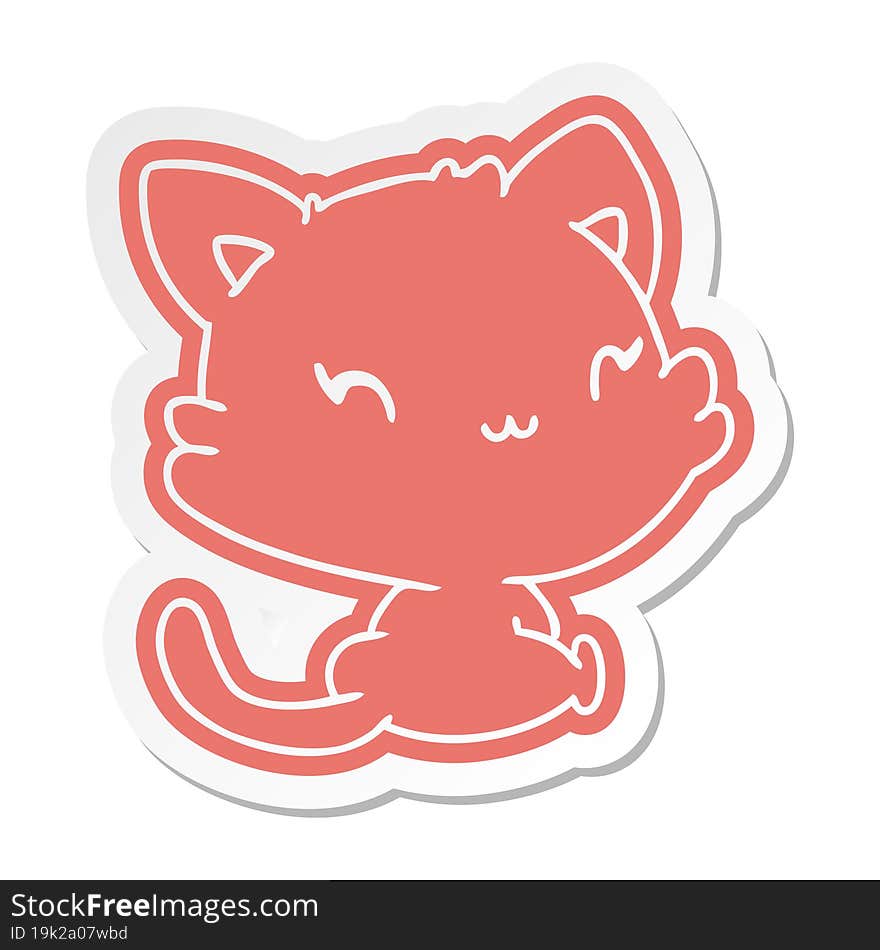 cartoon sticker of cute kawaii kitten