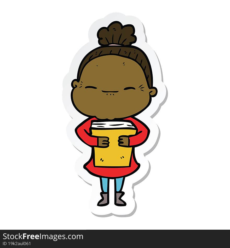 Sticker Of A Cartoon Peaceful Old Woman