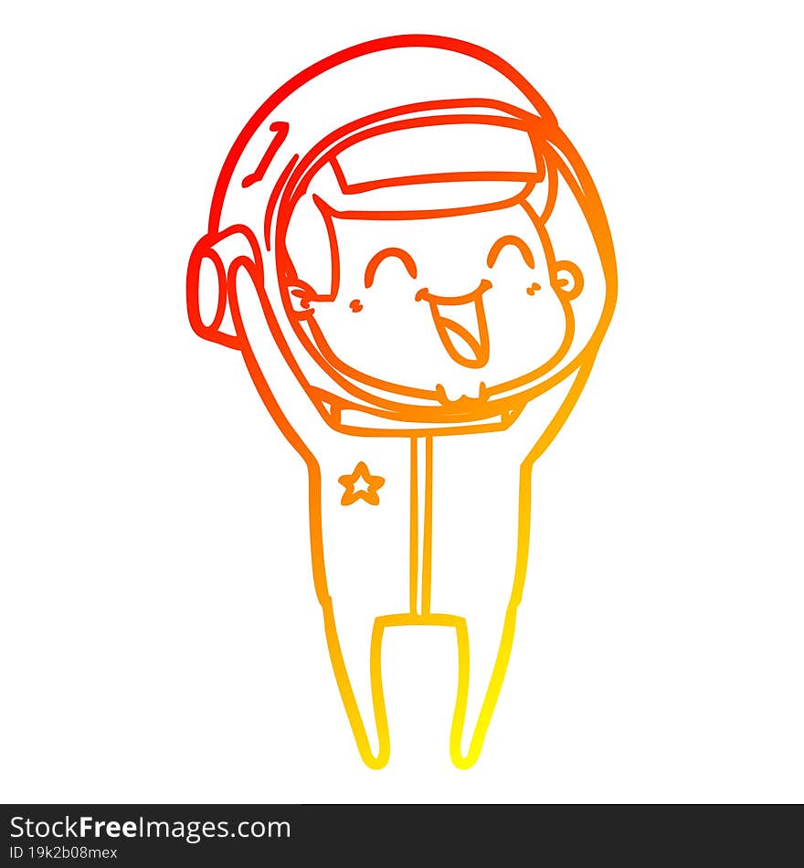 warm gradient line drawing of a happy cartoon astronaut