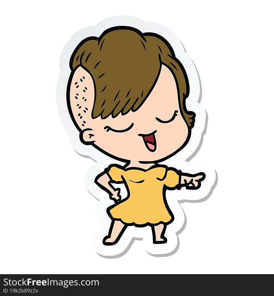 sticker of a happy cartoon girl