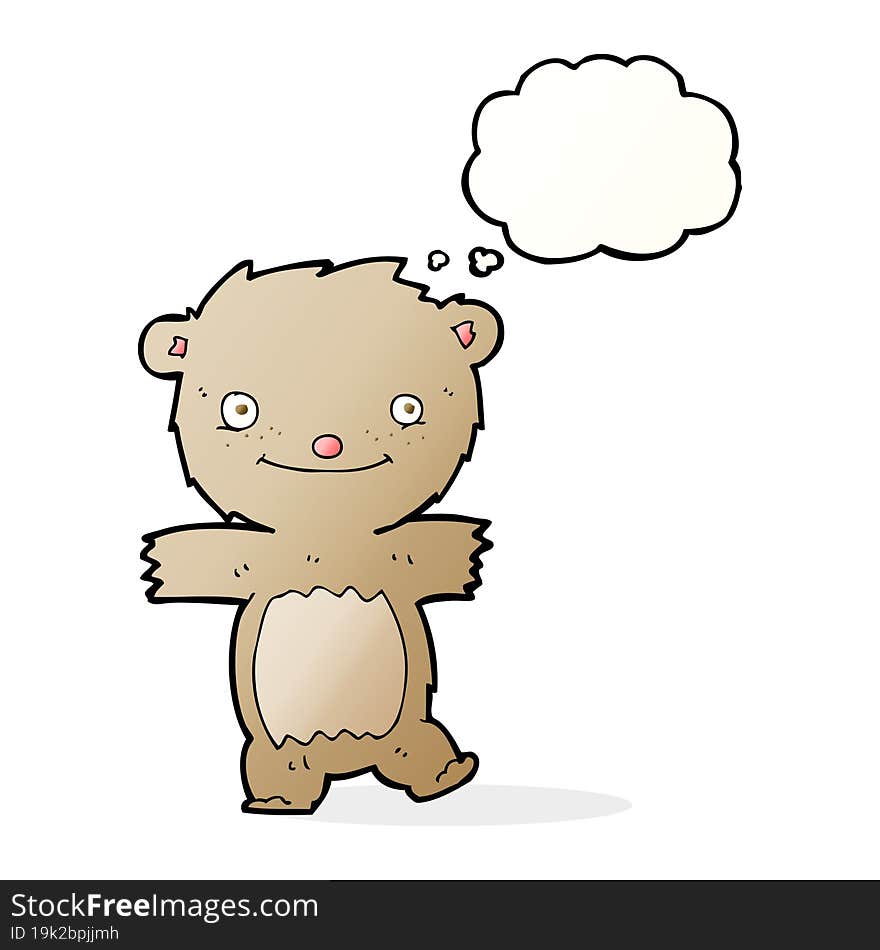 cartoon teddy bear with thought bubble