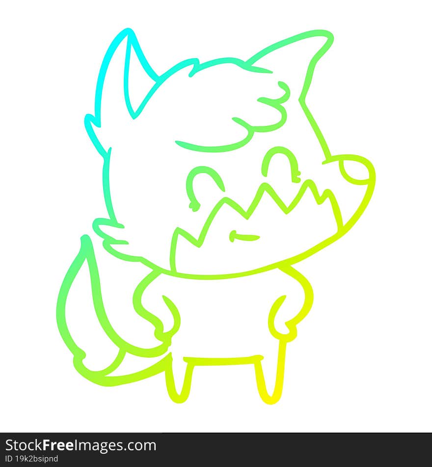 cold gradient line drawing cartoon friendly fox