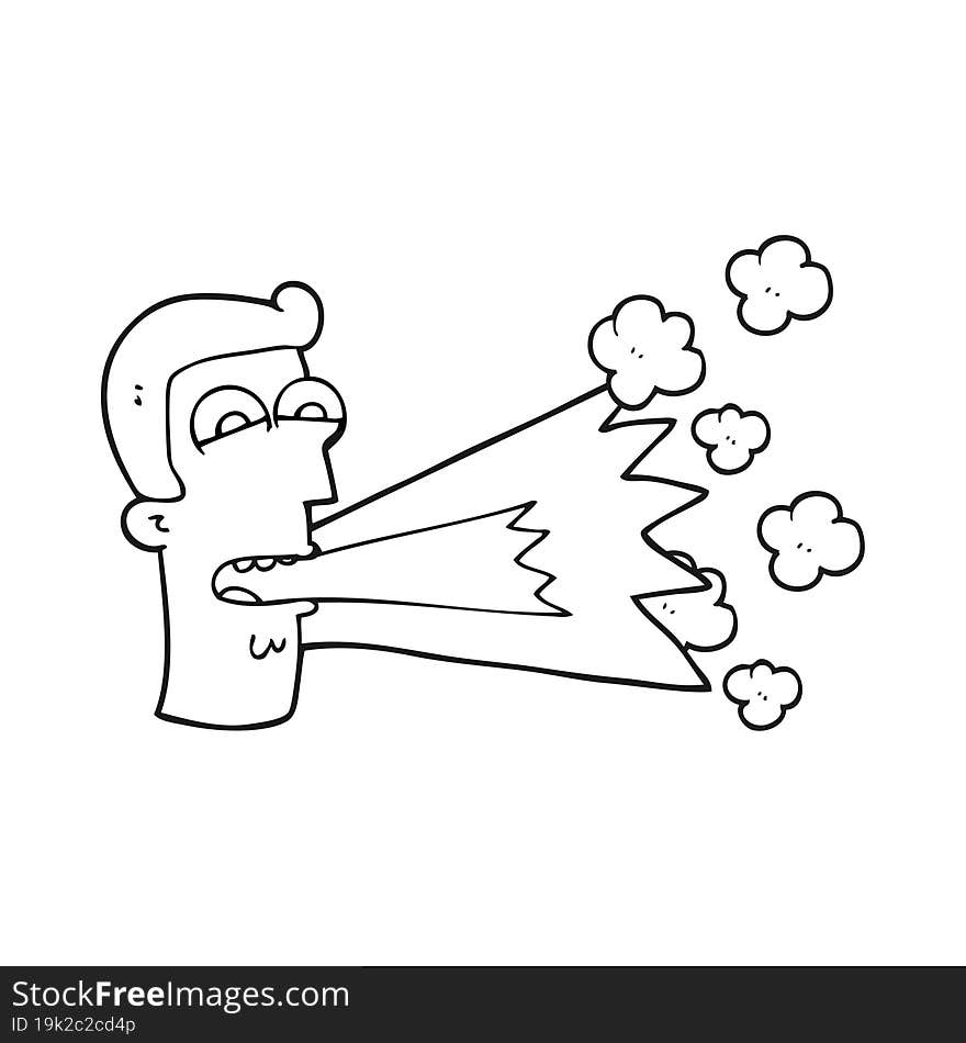 black and white cartoon shouting man