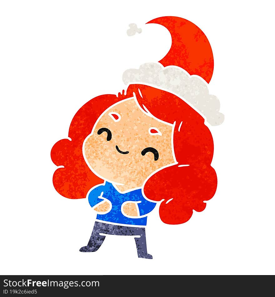 christmas retro cartoon of kawaii girl