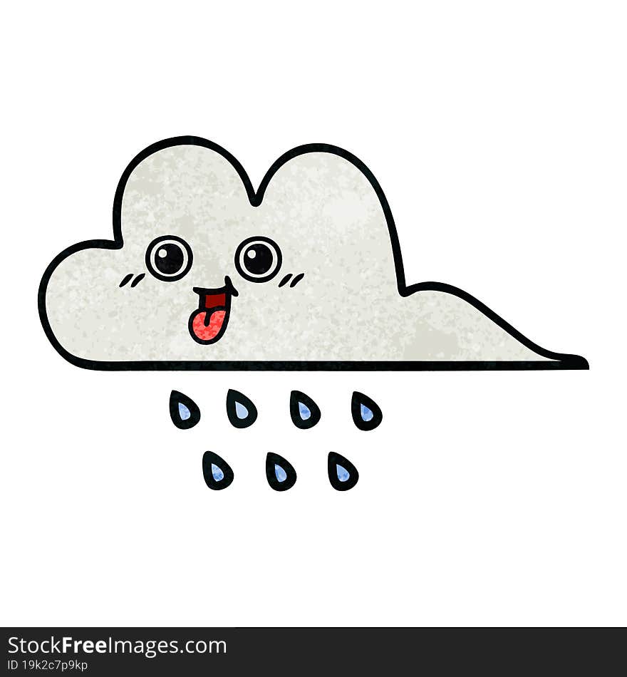 retro grunge texture cartoon rain cloud