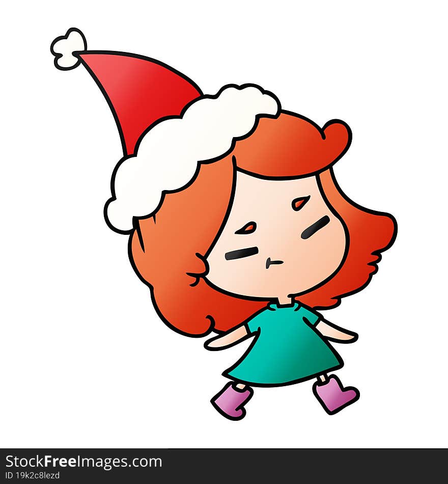 christmas gradient cartoon of kawaii girl