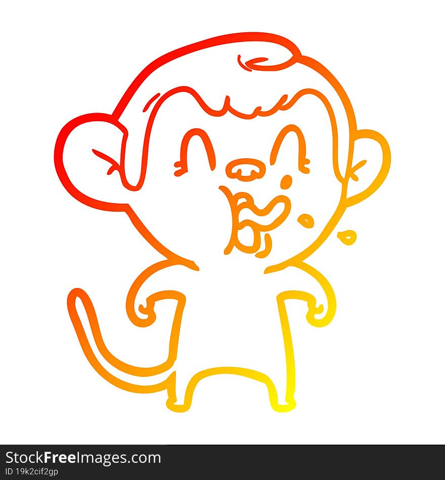 warm gradient line drawing crazy cartoon monkey