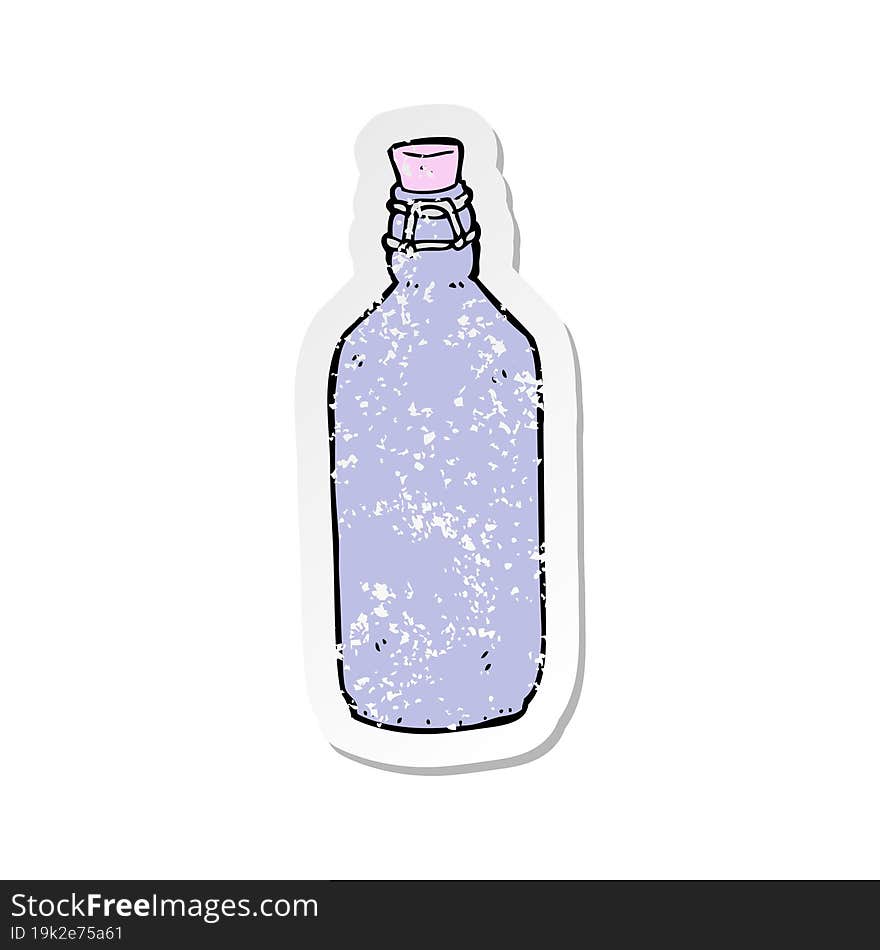 retro distressed sticker of a cartoon traditional bottle