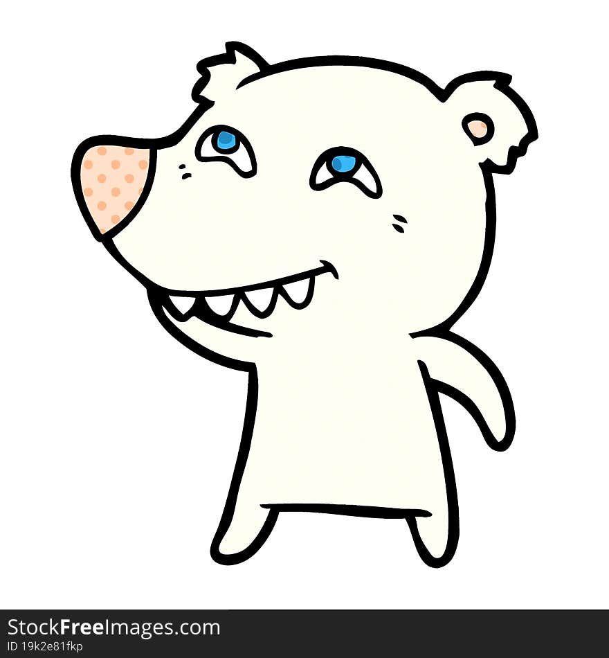 cartoon polar bear showing teeth. cartoon polar bear showing teeth