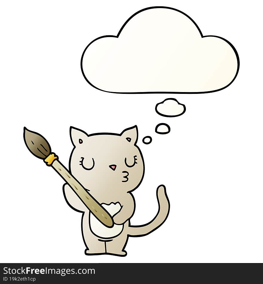 cute cartoon cat with thought bubble in smooth gradient style