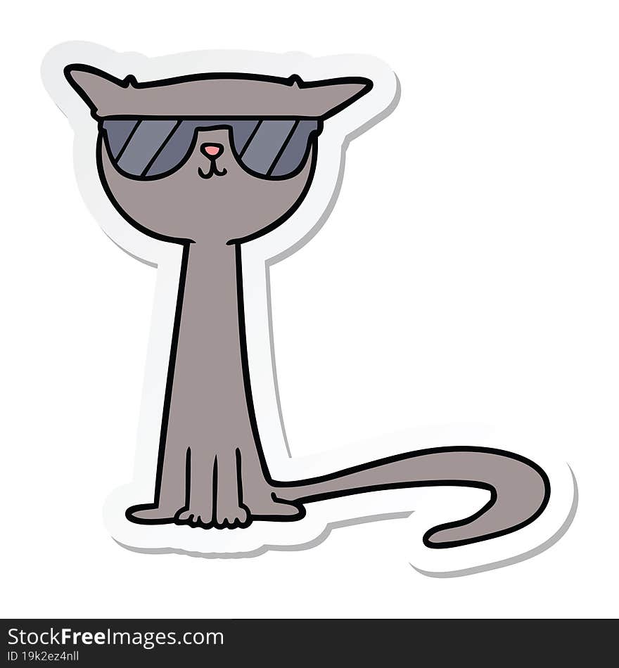 sticker of a cartoon cool cat