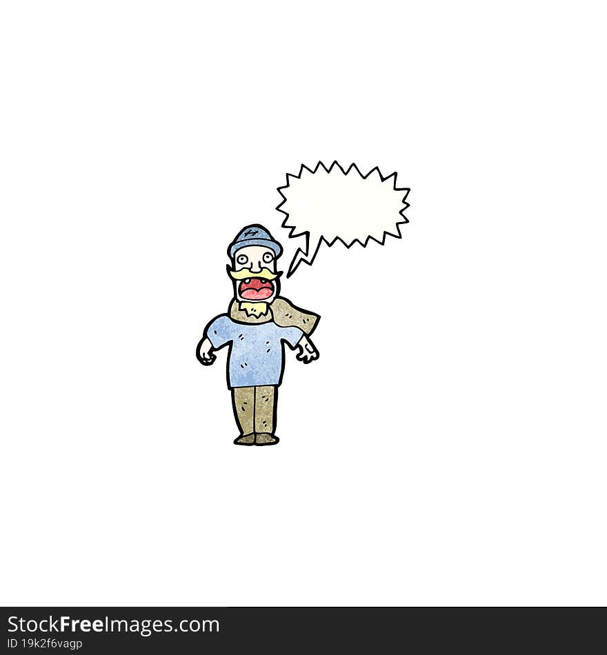 Cartoon Shouting Man In Cold Weather